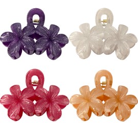 MARY LAVENDER Hair Clip Big Claw Clips for Women and Girls, Non Slip Strong Hold Flower Shape Hair Clips for Medium Hair Thin Hair 4 Colors