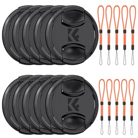 K&F Concept 77mm Lens Cap 10 Pack Snap-on Front Camera Lens Cover + Elastic Lens Cap Keeper Compatible with Canon Sony Cameras