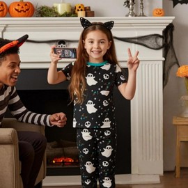 PATPAT Kids 3-Piece Pajama Set with Bamboo Viscose - Soft Snug Fit Pjs for Toddler Boys and Girls,All-Season Comfort Sleepwear, Black Spooky Ghost, Size 3T