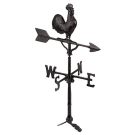 Montague Metal Products - 32'' Aluminum 3D Rooster Weathervane 200 Series - Wind Vane with Ornament - Roof Metal Decor - Mount Included (4 to Choose from) - Hand Cast Aluminum (Black)
