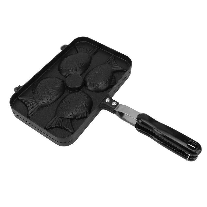 Taiyaki Frypan 4 Grids Non Stick Double Sided with Black
