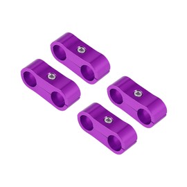 TUCKBOLD 4 Pcs AN4 Car Hose Separator Clamp Aluminum Alloy Fuel Line Mounting Divider Hose Fitting Adapter Great for Oil Gas Water Brake Line Purple Automotive Parts