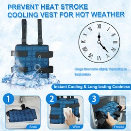 Blobuste Chaleco de enfriamiento ajustable con células de hielo, chamarra reutilizable para clima cálido, deportes al aire última intervensión, motocicleta, Azul, Talla única