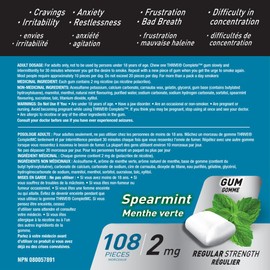Thrive Thrive Complete Nicotine Replacement Gum, 2mg Regular Strength, Spearmint, 108 Count
