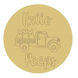 Hello Peeps Design Line Cutout Easter Décor Kids Craft Spring Decorations Door Hanger MDF Shape Canvas Style 1 Art 1 (24")