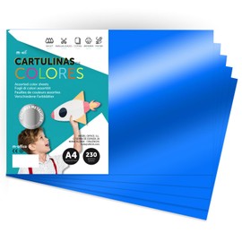 Cartoncino Colorato Metallizzato, Fogli A4 21x29,7cm, Cartoncini 230g per Fai da Te, Progetti Creativi e Arte con Effetto Riflettente m-office (25 fogli, blu)