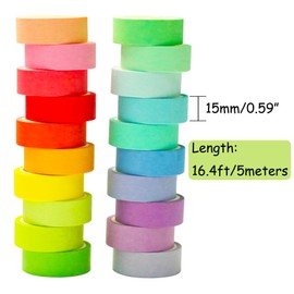 HILELIFE Decorative Washi Tape Set - 20 Rolls 15mm Wide Colored Masking Tape, Decorative Tape, Cute Washi Tape for Scrapbooks, Bullet Journals, Planners, Cards, Gift Wrapping, Arts, Crafts