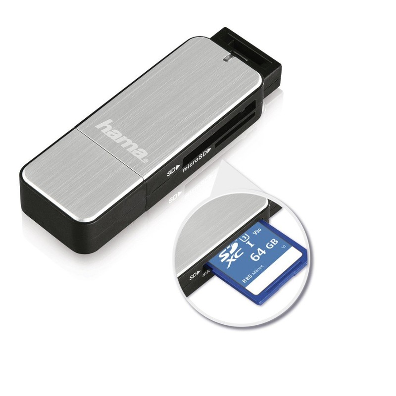 Hama USB 3.0 Kartenleser mit Aluminiumgehäuse (SD, SDHC, SDXC, microSD/microSDHC/microSDXC,