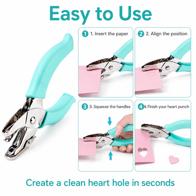 Heart Hole Punch for Paper Crafts – 5.5 mm Handheld