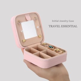 Canboer Small Jewelry Box Travel Case Holder A-pink, pink