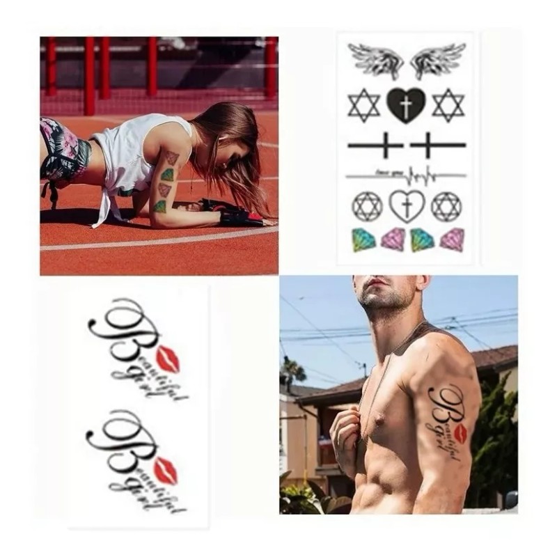 MINI BOXX 60 Tatuajes Tattoo Temporales Falso Letras Flor Brazo