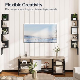 HOOBRO Corner Shelf Wall-Mounted, Set of 2 Floating Corner Shelves for Wall, 5-Tier Corner Bookshelves for Living Room, Bedroom, Bathroom, Home Office, Black BK26BJP201