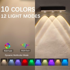 2 Pack Solar Fence Lights Outdoor, 3 Bulbs RGB Color Glow LED, 12 Modes RGB Color with IP65 Waterproof, Solar Lights for Wall, Backyard, Step, Railing, Patio, Pool, Porch, Holiday Decorations