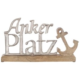 Brandsseller Decorative Lettering Anchor Square – Approx. 31 x 19 x 5 cm on Mango Wood / Aluminium
