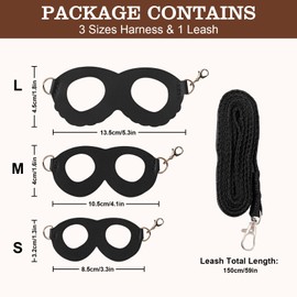 Rislobx Sugar Gilder Harness and Leash, 3 Pack Small Animal Walking Training Vest Accessories for Hamster Squirrel Rabbit Reptile (Black)