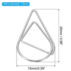 TA-VIGOR 150Pcs Paper Clip, 25mm Drop-Shaped Paperclips Bookmarks, Cute Decorative Fun Clips, Small Paper Clamps School Office Stationery Supplies for Paperwork Documents Bookmarks,Silver