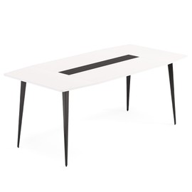 LITTLE TREE 6 FT Conference Room Table, 70.86L x 35.43W x 29.52H Inches Boat Shaped Meeting Seminar Boardroom Table