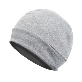 Quacc Unisex Cotton Beanie Hat Thin Running Skull Cap Winter Summer Sports Hat Chemo Cap Multifunctional Lightweight Helmet Liner Night Sleep Cap Beanies Hat for Men Women (Light Gray)