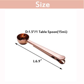 Coffee Scoop with Clip,2 in 1 Stainless Steel 1 tbsp Ground Measuring Spoon with Bag Clip for Coffee Tea (3, Black+Gold+Rose Gold)