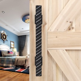 Eumtenr Solid Brass Sliding Barn Door Handles Set, 12 Inch Heavy Duty Two-Side Design, for DIY Sliding Barn Door Handle Gates Garages Sheds Furniture - Black Finish