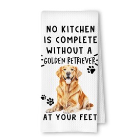 ArtisaEura Golden Retriever Funny Dog Kitchen Towels - Golden Retriever Waffle Weave Hand Towels,A Kitchen is Not Complete Without A Golden Retriever Decorative Towel,Dog Lovers Gift,16×24 Inch