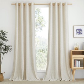 NICETOWN Textured Linen Sheer 108 inch Curtains for Living Room, Grommet Privacy Translucent with Light Filter Thick Flax Sheer Drapes for Bedroom, Natural, W55 x L108, 2 Panels