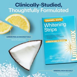 Lumineux Tiras blanqueadoras de dientes 21 tratamientos - Sin peróxido - Seguro para el esmalte para dientes más blancos - Blanqueamiento sin sensibilidad - Fórmula para dentistas - Sin sensibilidad