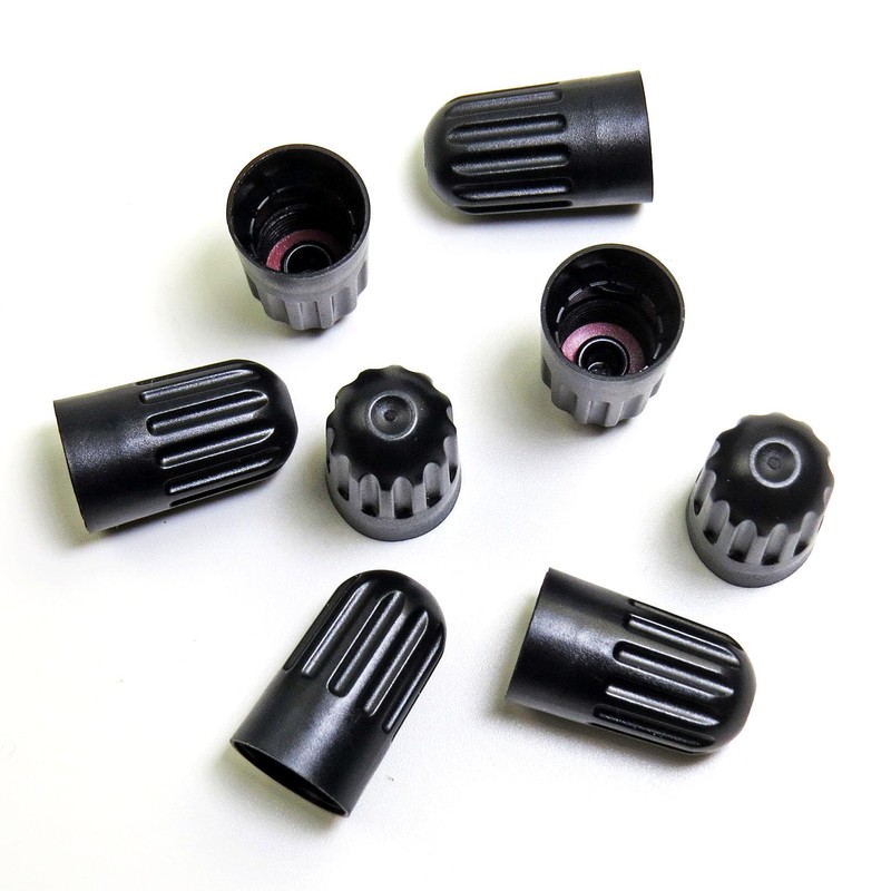 8 Pack Black Plastic Tire Valve Stem Caps – Universal