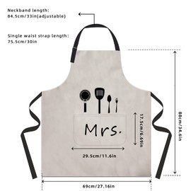 ETLEE 2 Aprons Kitchen Cooking Apron, Men's and Men's Cooking Apron with Adjustable Neck Size, Suitable for Father's Day, Mother's Day, Valentine's Day, Wedding, Engagement, Anniversary Gift, 88 x 69