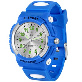 CKV Kids Watch for Boys Girls Ages 5-12, Waterproof Time Teacher Easy to Read Analog Sport Outdoor Children Watches with Soft Band for Kids