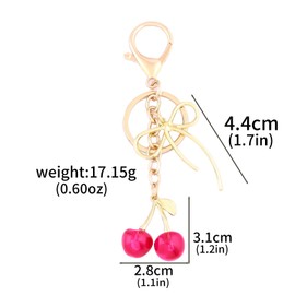 FunBoat Cherry Charm Keychain Cute Purse Bag Key Chain, Crystal Fruit Handbag Accessories - Gifts for Women Men (Red)