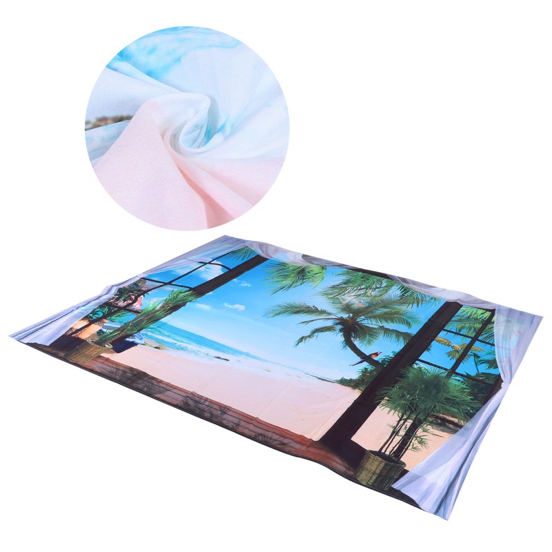 Window Beach Landscape Pattern Tapestry Wall Hanging for Living Room