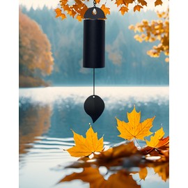 Wind Chimes for Outside Deep Tone, Large Metal Cylinder Memorial Wind Chimes Outdoor - Serenity Bell with Deep Resonance Outdoor Decor for Garden Patio Yard Porch - Black