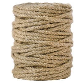 Tenn Well 5mm Jute Rope, 100 Feet 4Ply Twisted Heavy Duty and Thick Twine Rope for Gardening, Crafting, Bundling, Cat Scratching Post, Home Decor, Christmas Decorations