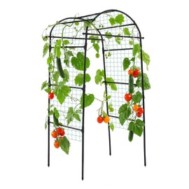 Lalahoni Garden Arch Trellis for Climbing Plants Outdoor, 80 Inch Tall Grape Trellis Metal Vine Plants Support Flower Vegetable Tomato, Cucumber Trellis for Raised Bed, Black