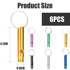 Fc'Noqgn Pack of 6 Sports Whistle, Emergency Whistle, Survival Emergency Whistle, Sports Whistle with Key Ring, Referee, Hiking, Camping, Mountaineering, Emergency Whistle