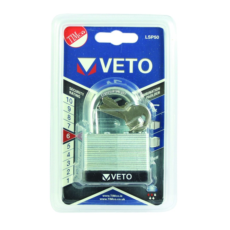 TIMco LSP50 Laminated Steel Padlock 50mm - Steel 1 pc