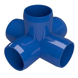 FORMUFIT F1145WC-BL-4 5-Way Cross PVC Fitting, Furniture Grade, 1-1/4" Size, Blue (Pack of 4)