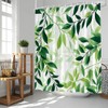 Green Leaves Shower Curtain Rustic Green Plants Nature Botanical Minimalism