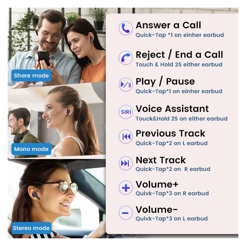 PIXFAB Wireless Earbuds For Motorola G9 Plus, Bluetooth 5.3 Headphones