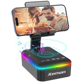 JTEMAN Gifts for Men Women,Cell Phone Stand with Bluetooth Speaker,LED Light,and Lanyard,Cool Tech Gadgets,Unique Birthday Gifts for Men Husband Mom Dad