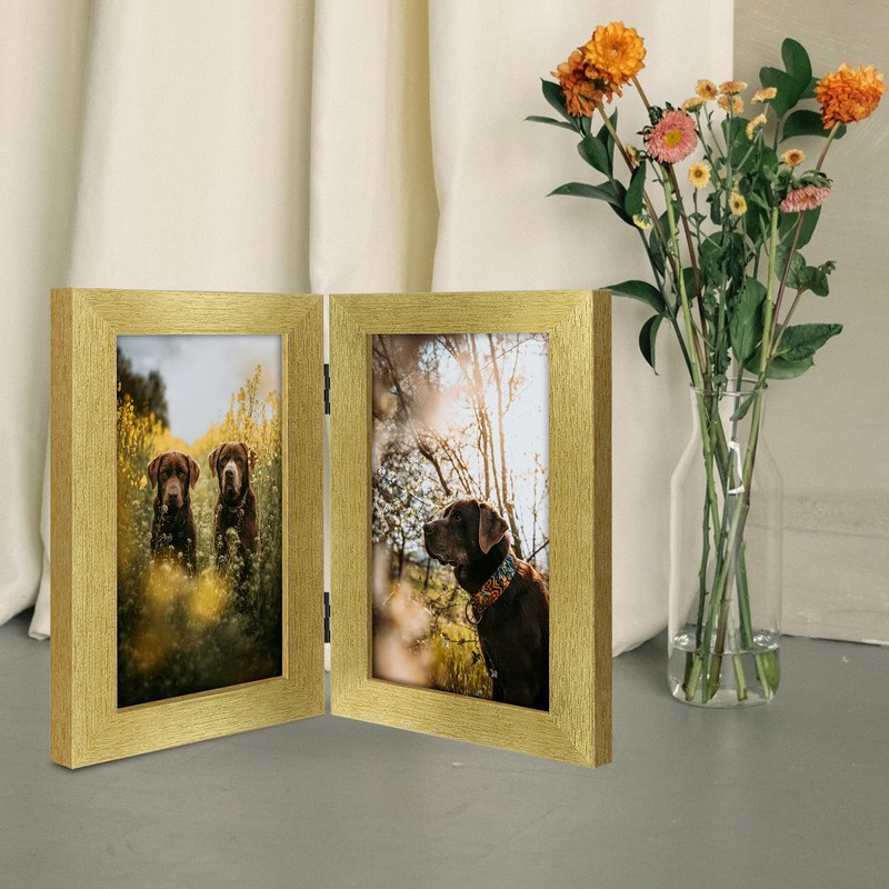 Frametory, 5x7 Double Picture Frame Hinged 2 Photos Frame Collage,