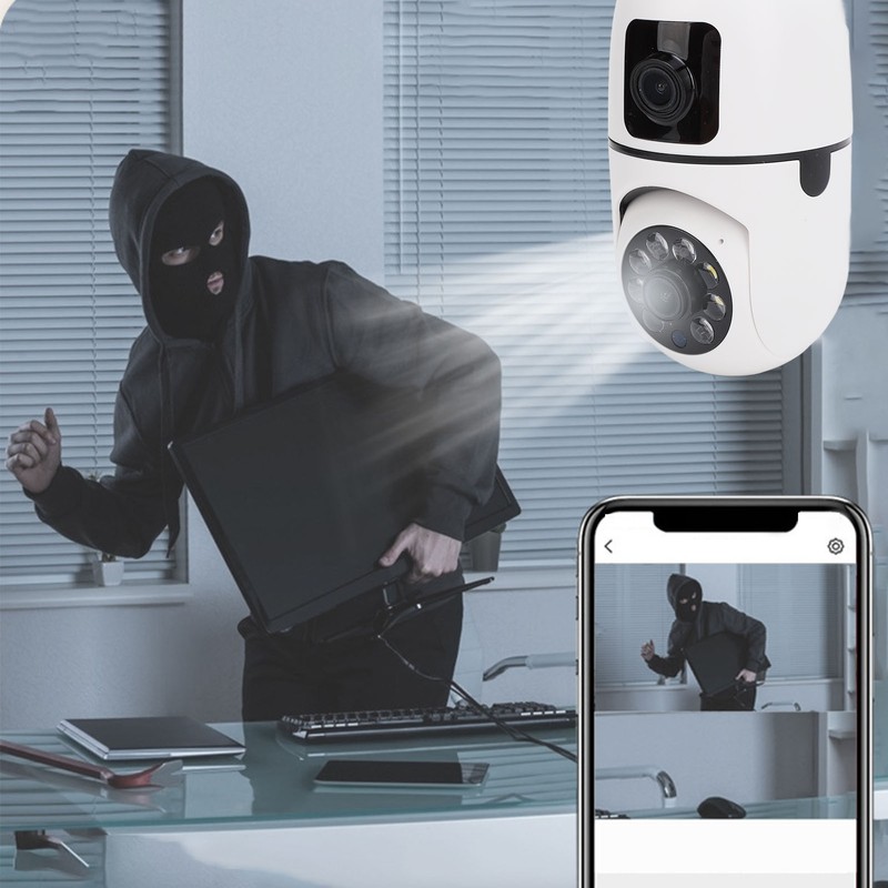 Light Bulb Security Cameras Motion Detection Dual Lens Light Socket