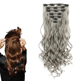 prinfantasy Long Curly Wig Silver Grey Wig Long Curly Wigs for Women Heat Resistant Synthetic Wig Natural Curly Wig for Daily Life Party Cosplay Wig, MW097