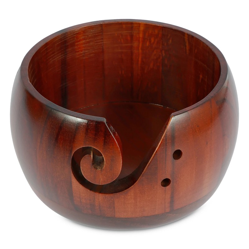 Wooden Yarn Bowl for Crochet & Knitting – Portable Pine