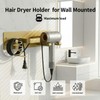 Hair Dryer Holder Hair Tool Organizer Metal Wall Mount (Gold)