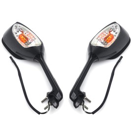 HASkulle Double Take Mirrors Motorcycle Rearview Mirror,Mirrors Accessories Side Mirrors,Adjustable Handlebar Mount Rear View Mirrors Compatible with 2006-2012 Suzuk GSX-R GSXR 600 750 1000, Carbon