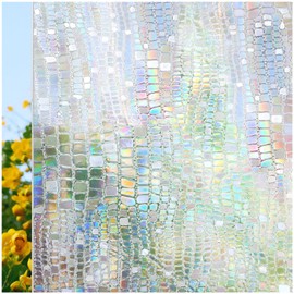 CottonColors Window Privacy Film 35"x78", 3D Rainbow Window Film Decorative Window Film Heat Blocking Static Cling Non-Adhesive Window Clings for Glass Windows