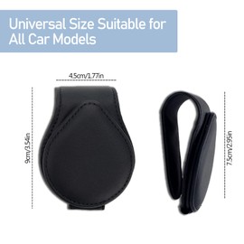 HIAHXC 2Pcs Sunglass Holder for Car, Leather Glasses Holder Universal Hanging Visor Sunglasses Holder Clip for Car(Black)