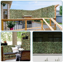 TANG Artificial Leaf Faux Expandable Stretchable Privacy Fence Screen for Patio Deck Backyard Balcony Privacy Screen Laurel Leaves Single Side 4pcs Leaf Vine Wall Fence Decoration